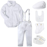 Conjunto Batizado Menino – Look Social com Suspensório e Gravata Borboleta