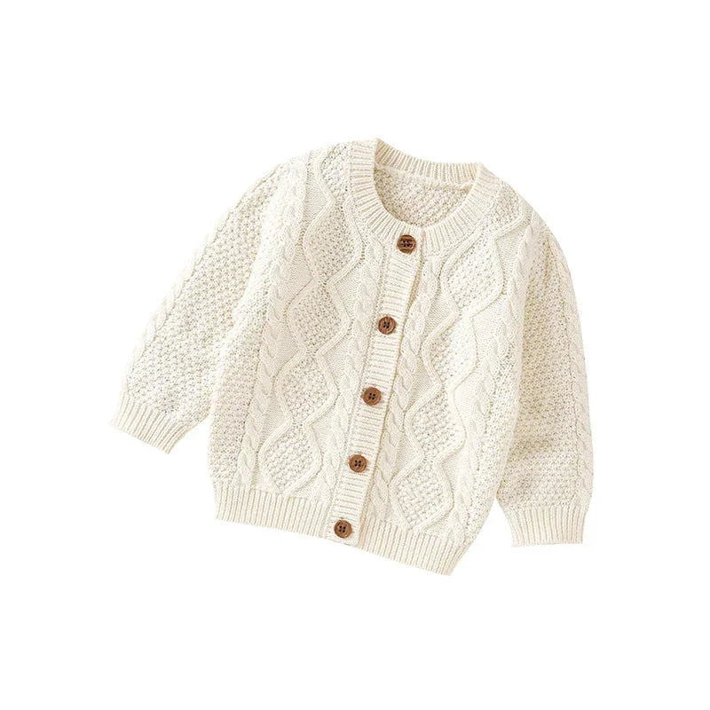 Casaco Infantil Cardigan Tricot Éclair Bege Lenogue