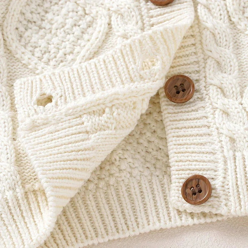 Casaco Infantil Cardigan Tricot Éclair Bege Lenogue