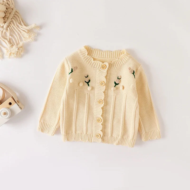 Casaco Infantil de Tricot Bege e Azul Lenogue