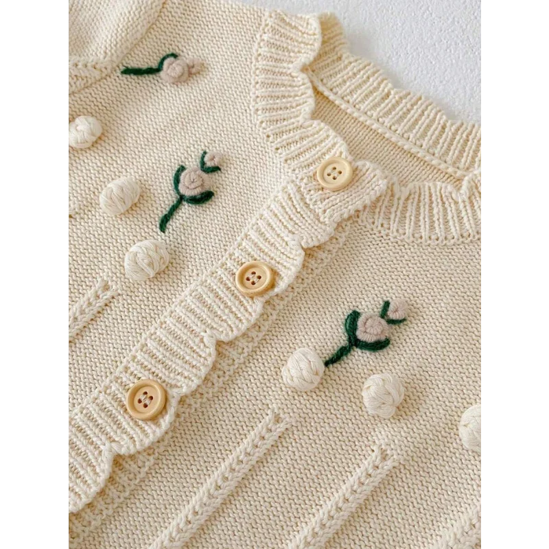 Casaco Infantil de Tricot Bege e Azul Lenogue