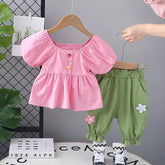 Conjunto Infantil Blusa Manga Bufante com Saia Lenogue