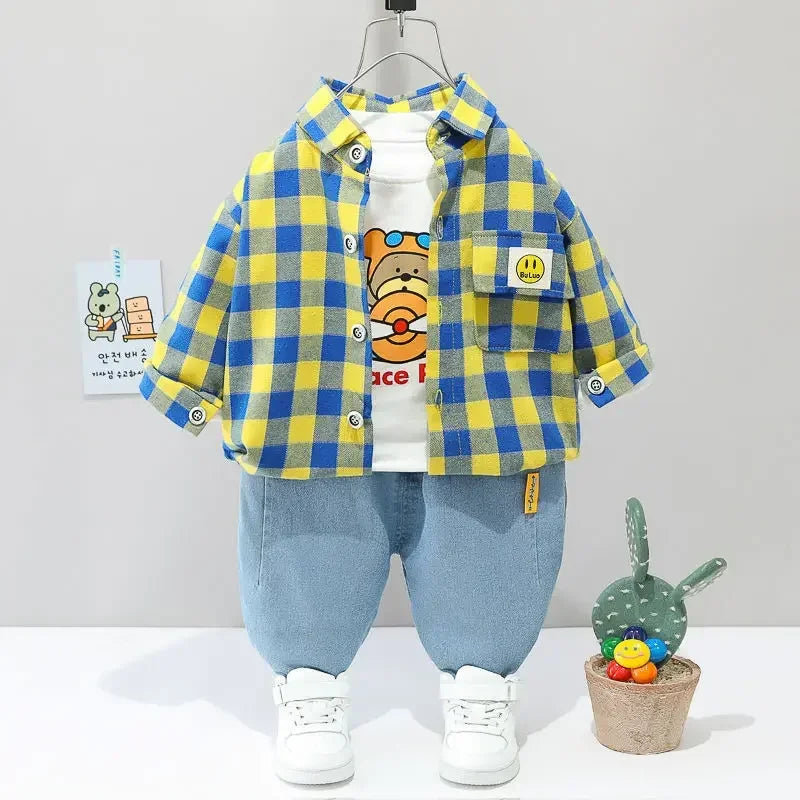 Conjunto Infantil Estampado em Xadrez Lenogue