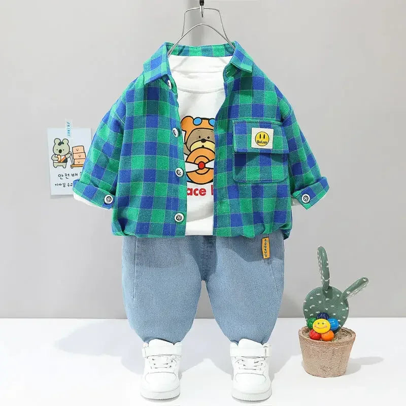 Conjunto Infantil Estampado em Xadrez Lenogue