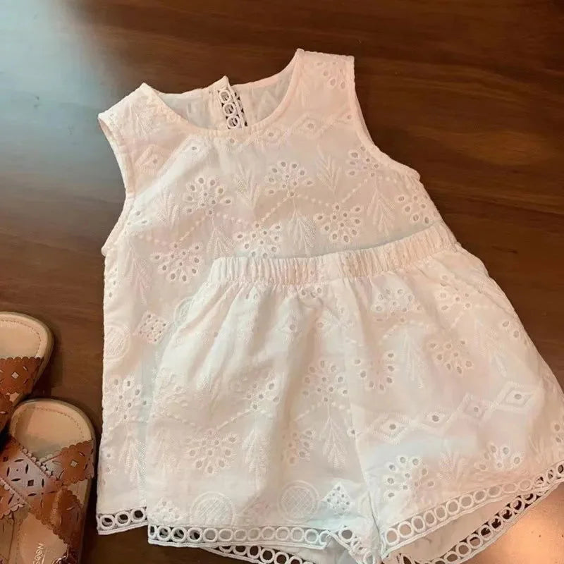 Conjunto Infantil Feminino Alice Short e Blusa Branco Lenogue