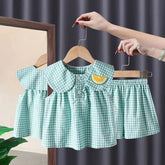 Conjunto Infantil Feminino Maya Xadrez Verde Lenogue