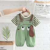 Conjunto Infantil Macacão Jardineira Cartoon Listrado Lenogue