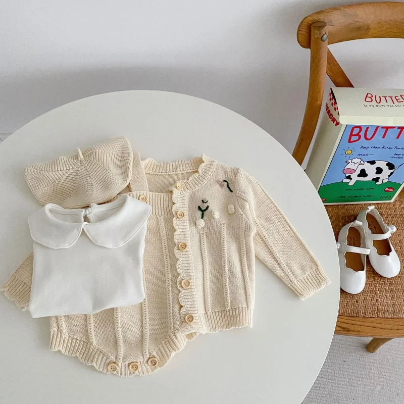 Conjunto Romper Infantil Tricot Algodão Olga Lenogue
