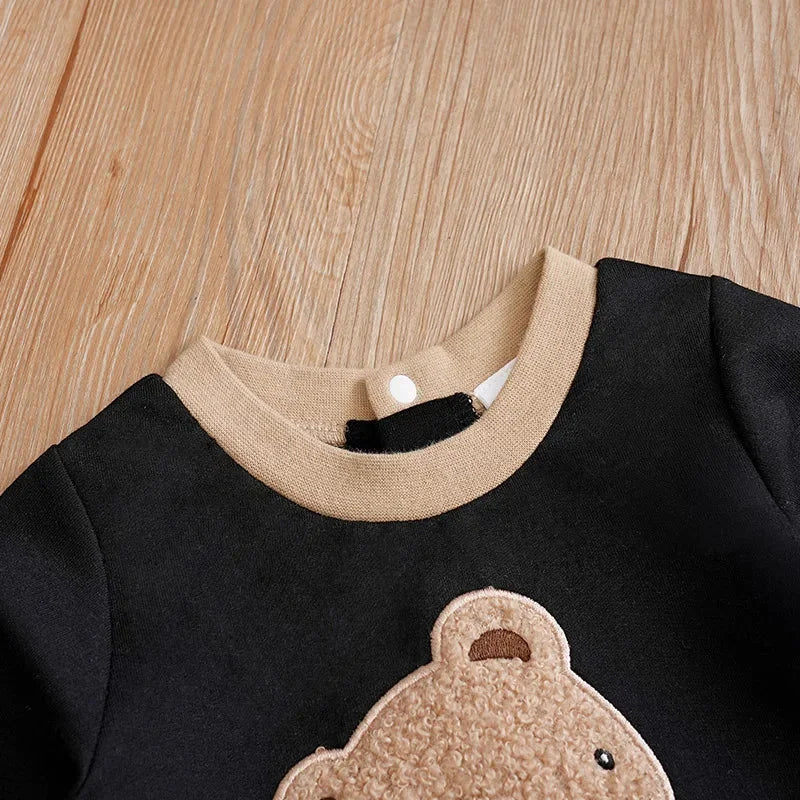 Macacão Infantil Manga Longa Plush Urso Bordado Lenogue