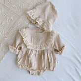 Macacão Romper Infantil com Touca Carlota Bege Lenogue