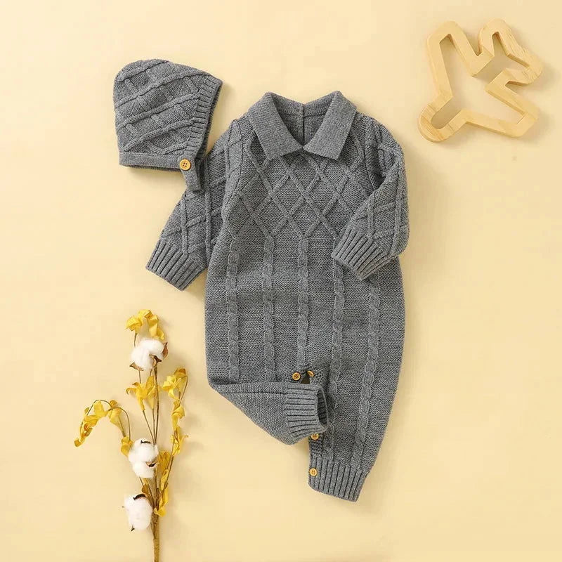 Macacão Romper Infantil Tricot Bege Lenogue
