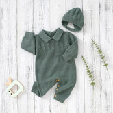 Macacão Romper Infantil Tricot Bege Lenogue