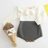 Macacão Romper Infantil Tricot Preto e Bege Lenogue