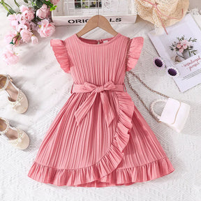 Vestido Infantil “Doce Encanto” – Manga Babado, Cores Lisos, Estilo Princesa