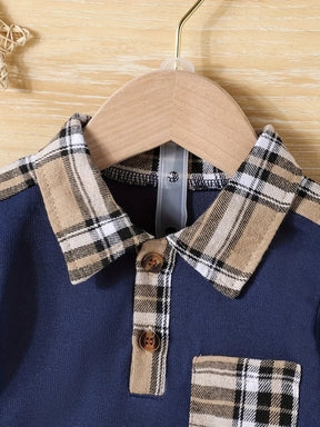 Conjunto Theo – Camisa Xadrez com Gola + Shorts Casuais