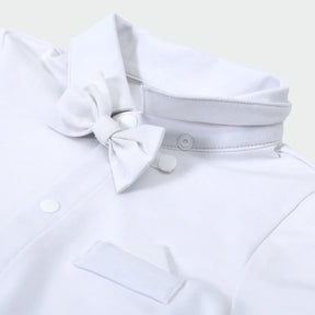 Conjunto Batizado Menino – Look Social com Suspensório e Gravata Borboleta