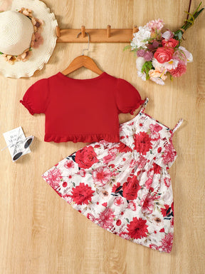 Vestido 2 Peças Laço Floral – Encanto de Verão