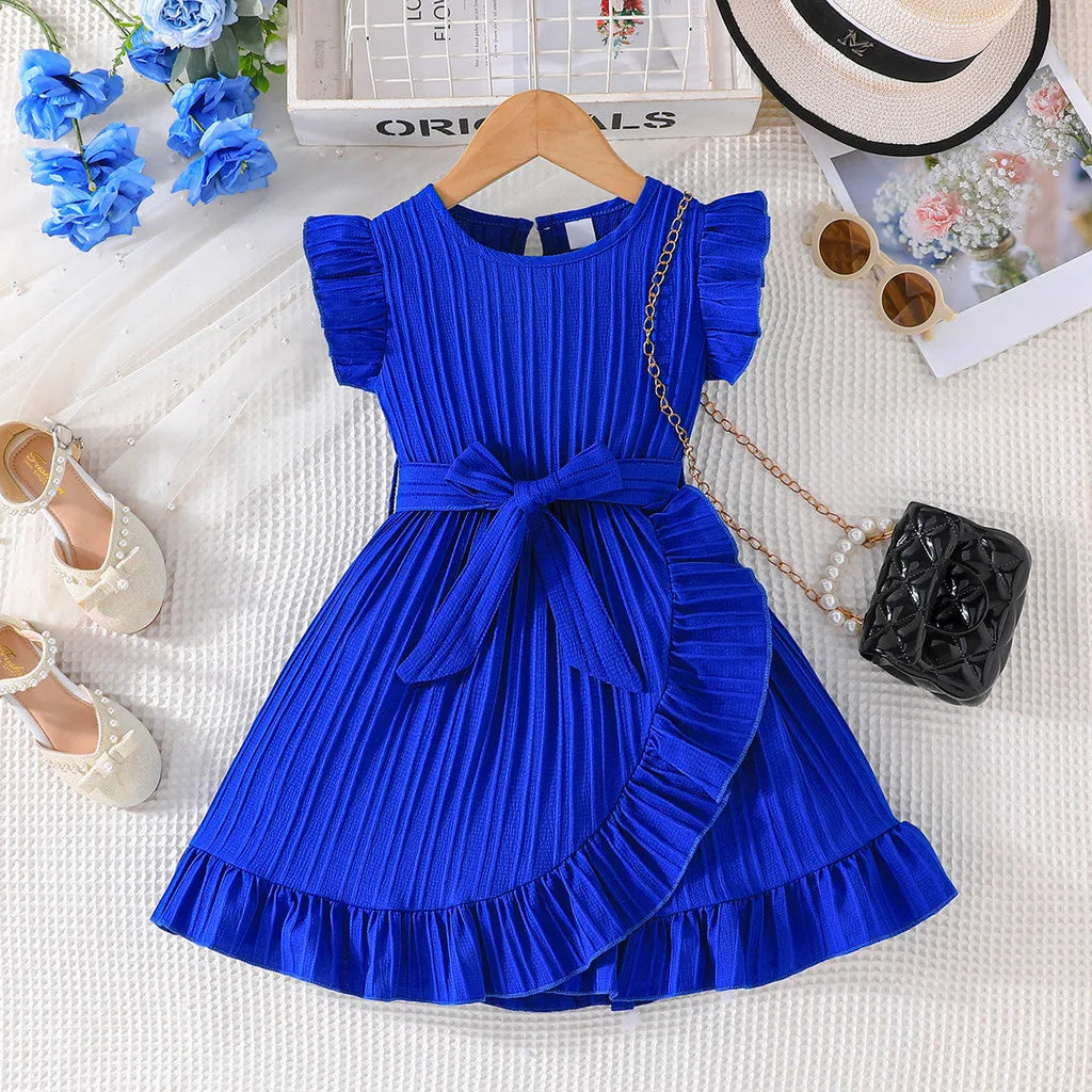 Vestido Infantil “Doce Encanto” – Manga Babado, Cores Lisos, Estilo Princesa
