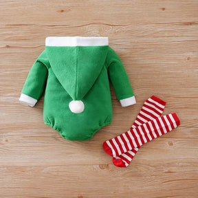 Body Infantil de Poliéster Manga Longa Modelo Duende Verde Lenogue