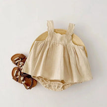 Body Infantil Madalena Branco e Bege Lenogue