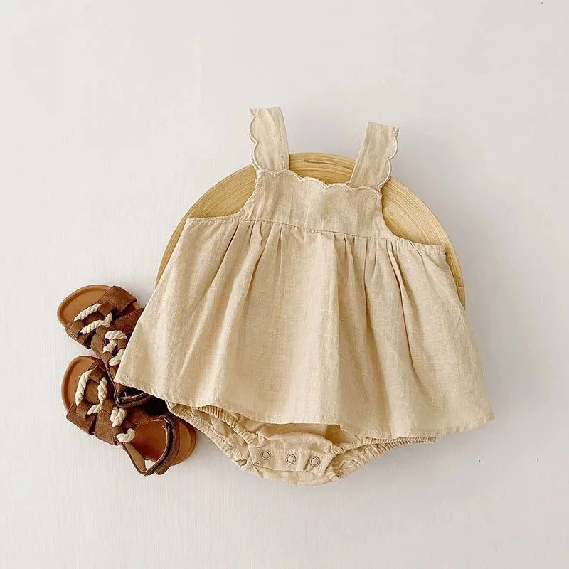 Body Infantil Madalena Branco e Bege Lenogue