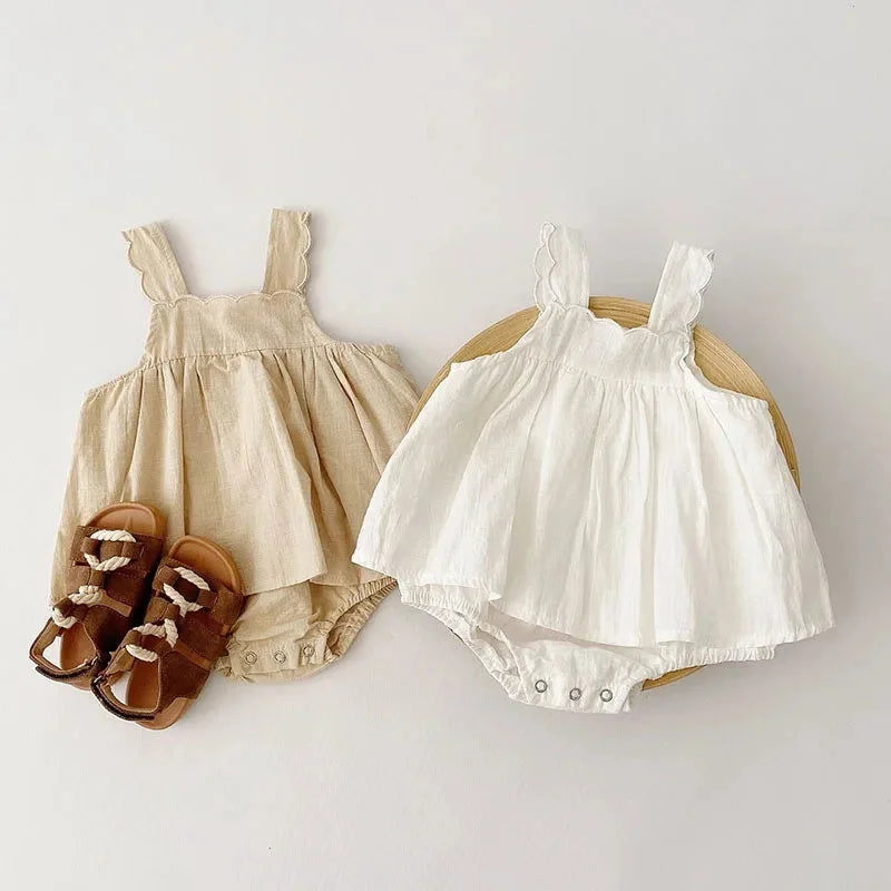 Body Infantil Madalena Branco e Bege Lenogue