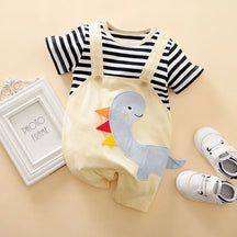 Body Infantil Manga Curta Dinossauro 3d com Alças Lenogue