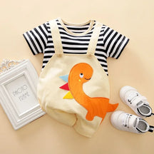 Body Infantil Manga Curta Dinossauro 3d com Alças Lenogue