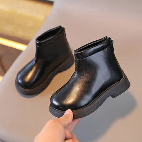 Bota Infantil de Couro Cano Curto Forrada Inverno Lenogue