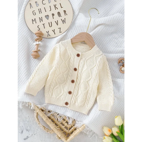 Casaco Infantil Cardigan Tricot Éclair Bege Lenogue