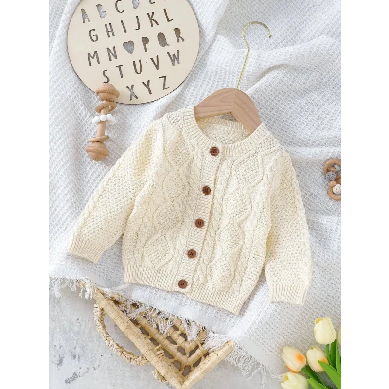 Casaco Infantil Cardigan Tricot Éclair Bege Lenogue