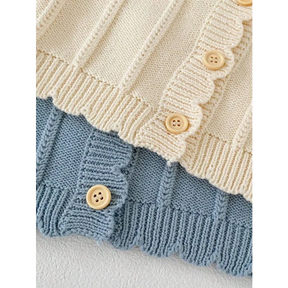 Casaco Infantil de Tricot Bege e Azul Lenogue