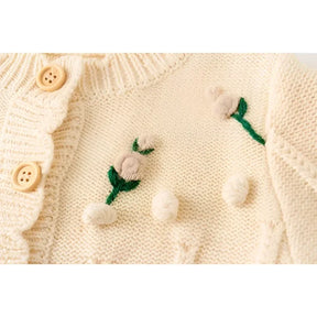 Casaco Infantil de Tricot Bege e Azul Lenogue