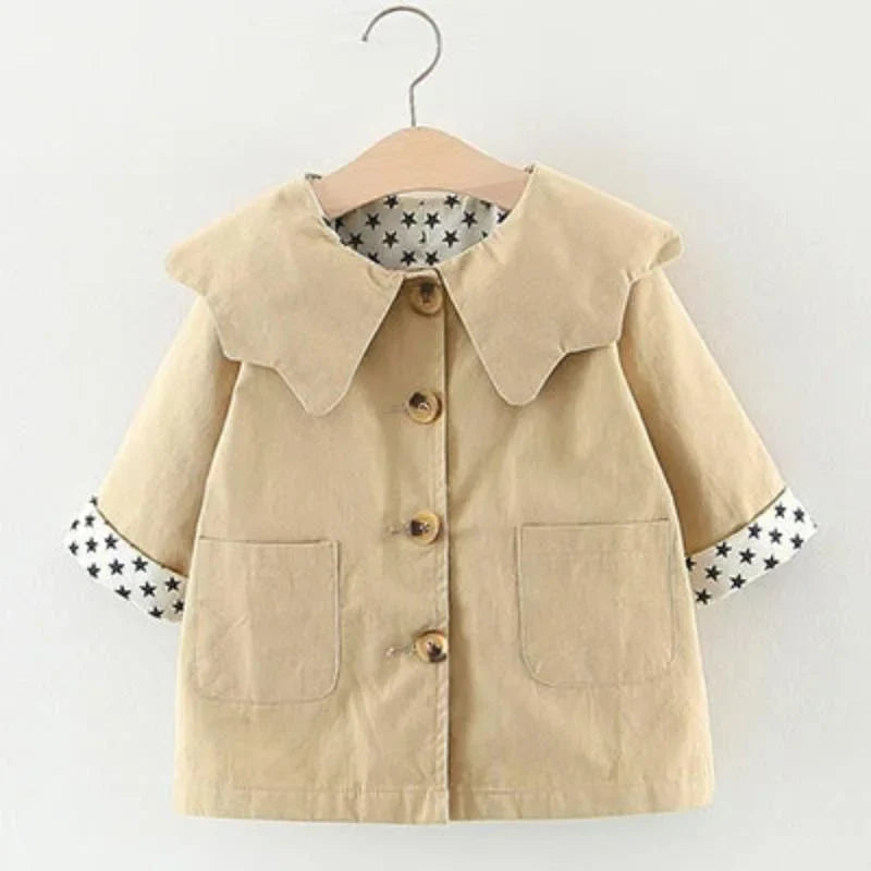 Casaco Infantil Longo Trench Coat Star Bege Lenogue
