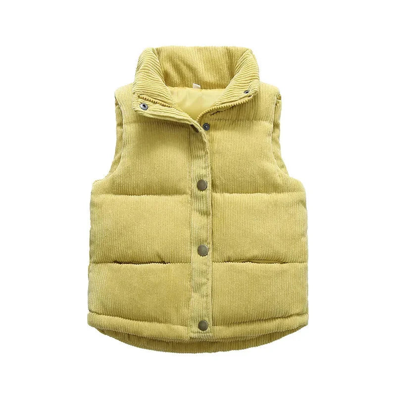Colete Infantil Cotelê Cinza e Amarelo Lenogue