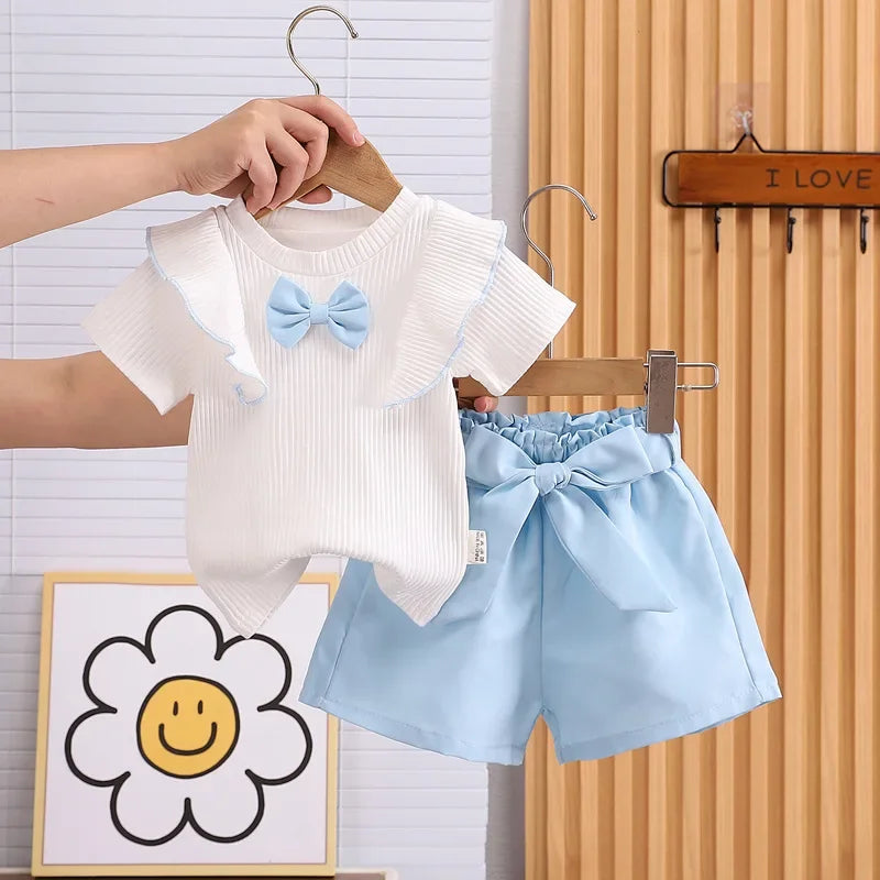 Conjunto Infantil Blusa Laço com Shorts Modelo Borboleta Lenogue
