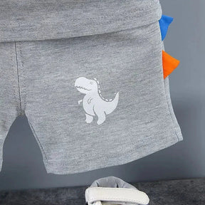 Conjunto Infantil Camisa Gola Polo Dinossauro com Shorts Modelo Lenogue