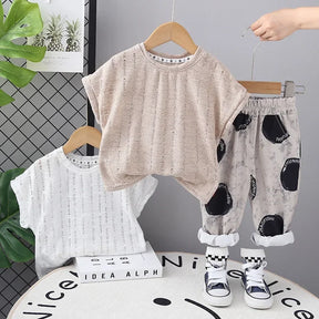Conjunto Infantil Camiseta com Shorts Casuais de Verão Unissex Lenogue