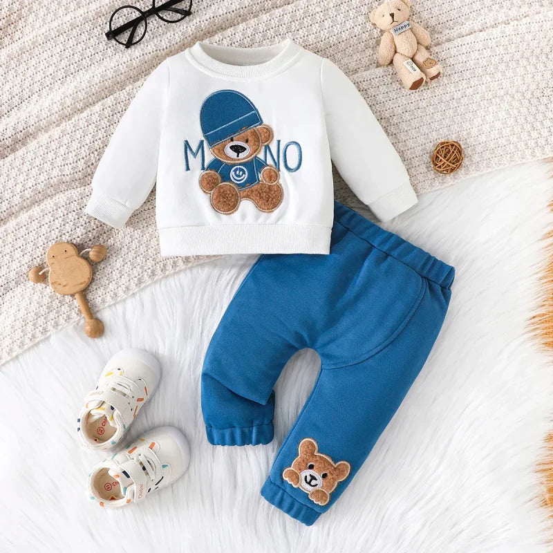 Conjunto Infantil Camiseta Manga Longa com Calça Modelo Urso Lenogue