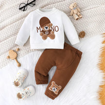 Conjunto Infantil Camiseta Manga Longa com Calça Modelo Urso Lenogue