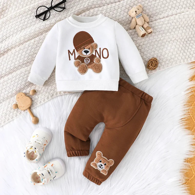 Conjunto Infantil Camiseta Manga Longa com Calça Modelo Urso Lenogue