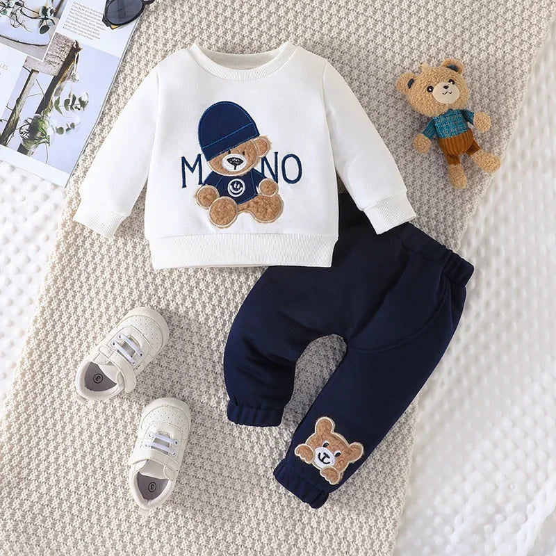 Conjunto Infantil Camiseta Manga Longa com Calça Modelo Urso Lenogue