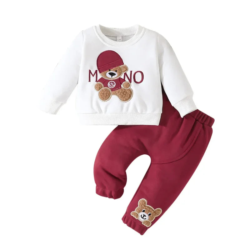 Conjunto Infantil Camiseta Manga Longa com Calça Modelo Urso Lenogue