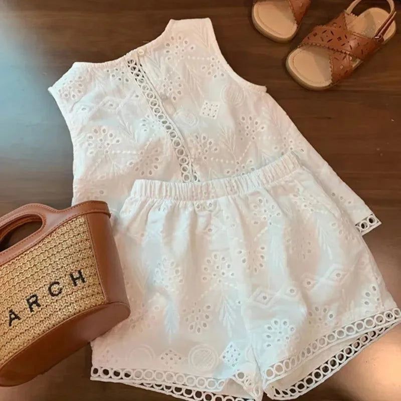 Conjunto Infantil Feminino Alice Short e Blusa Branco Lenogue