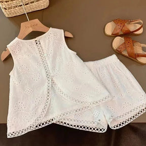 Conjunto Infantil Feminino Alice Short e Blusa Branco Lenogue