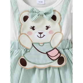 Conjunto Infantil Macacão Manga Longa Urso Bordado com Faixa Lenogue