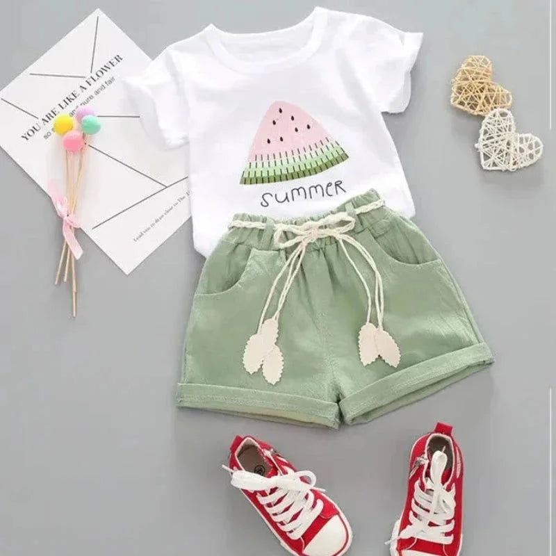 Conjunto Infantil Melancia Tshirt e Short Verde Lenogue