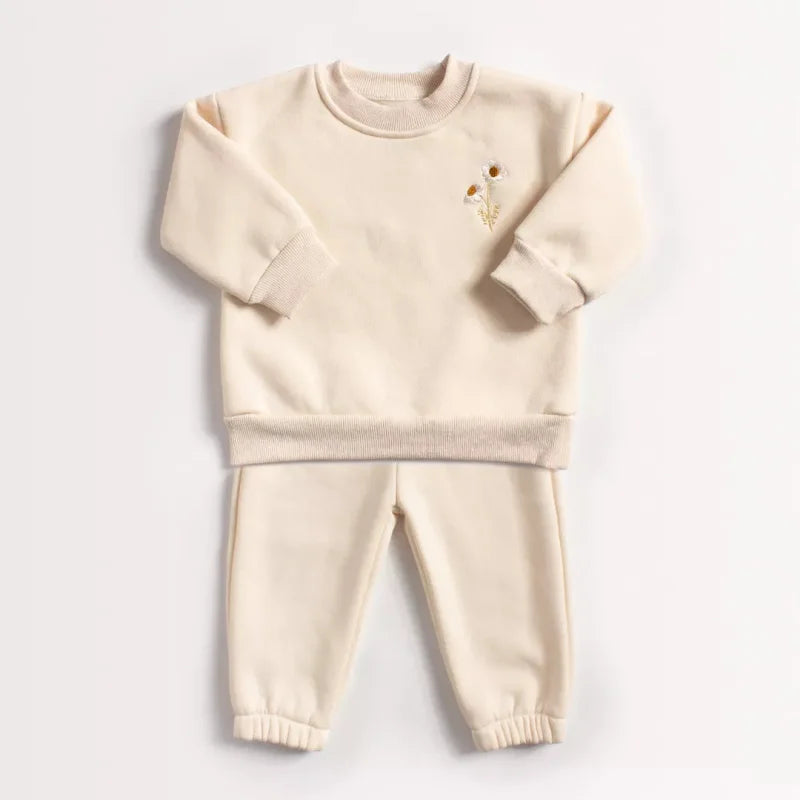 Conjunto Infantil Moletom Bordado de Flores Lenogue