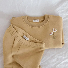 Conjunto Infantil Moletom Bordado de Flores Lenogue