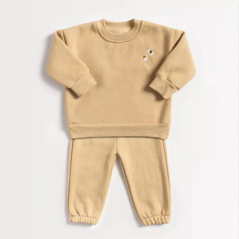 Conjunto Infantil Moletom Bordado de Flores Lenogue